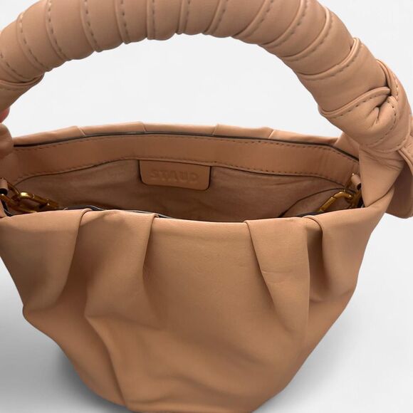 Staud Dani Pleated Leather Bucket Bag – Neutral Luxe Minimalist Style like new - Picture 4 of 8